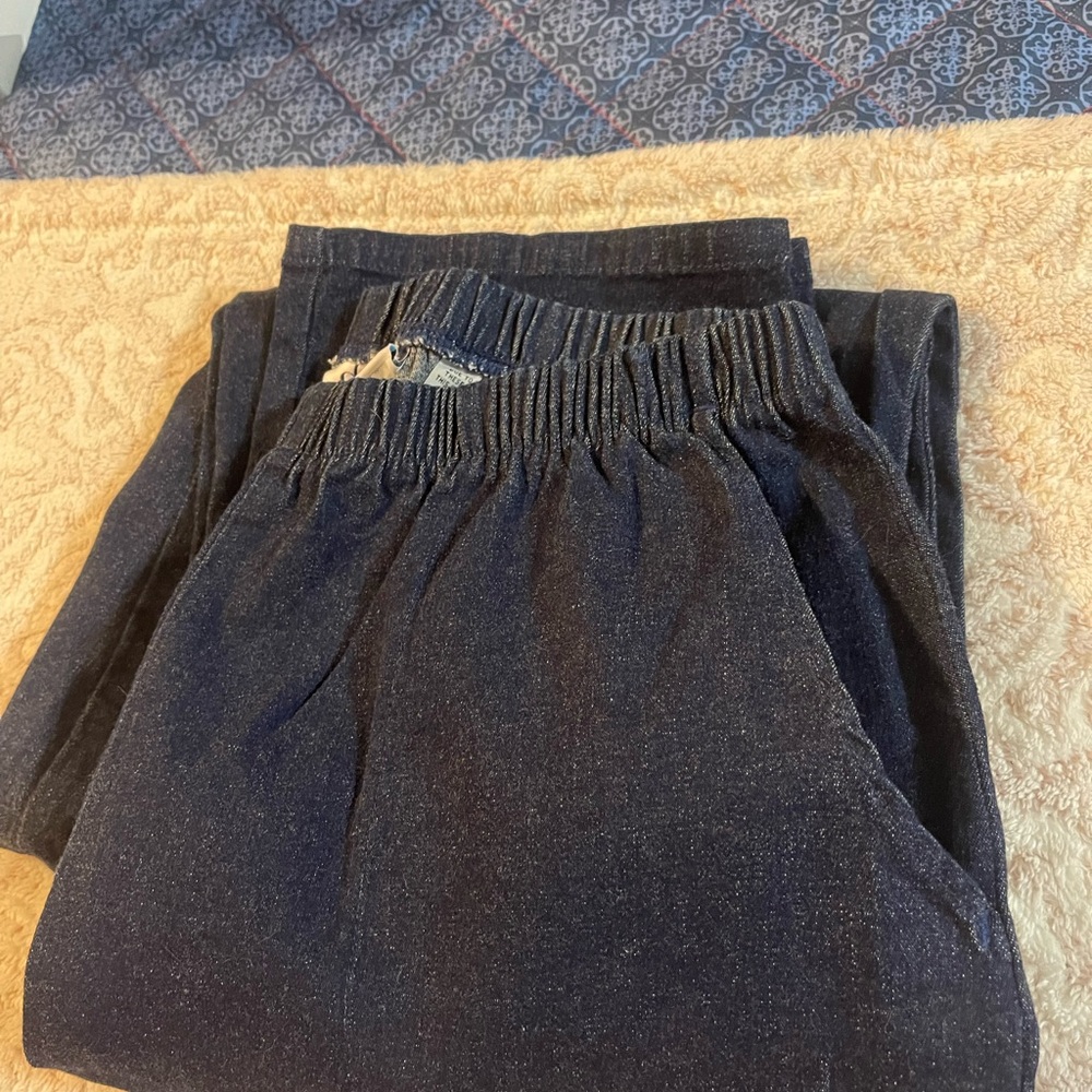 Denim & Co Womens Navy Blue Elastic Waist Pants